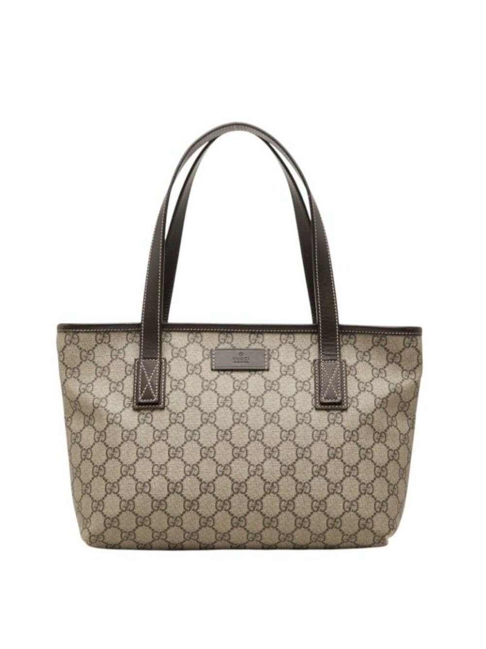 Gucci GG Supreme Tote Bag Beige Leather